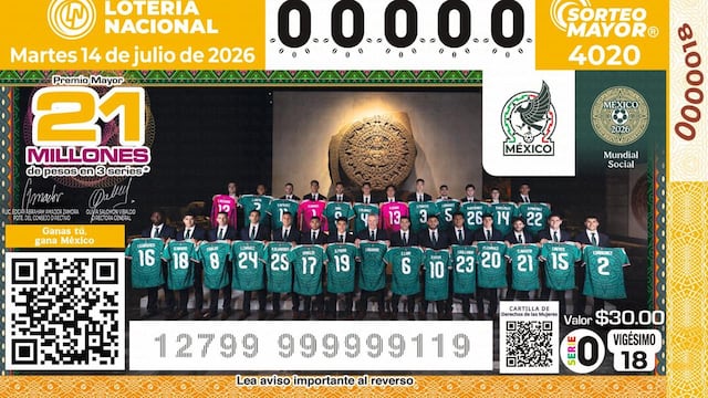 Selección Mexicana protagoniza el nuevo cachito de Lotería Nacional rumbo al Mundial 2026.