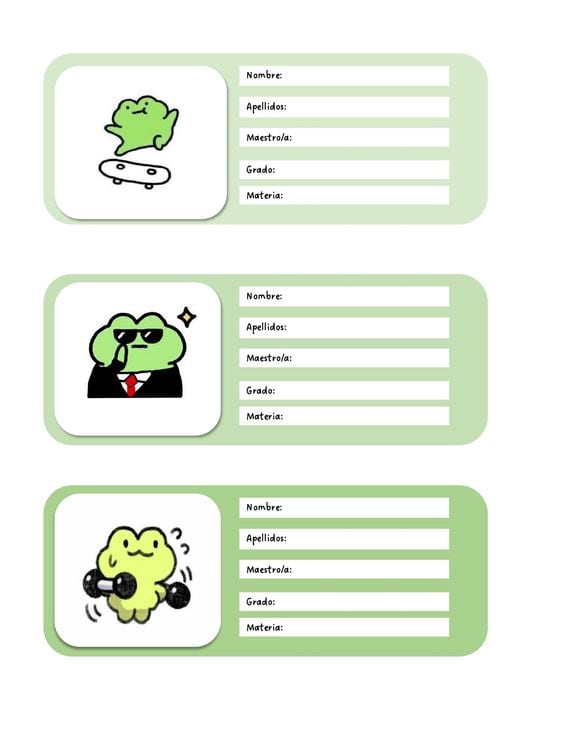 Etiquetas escolares de la rana de Peppa Pig