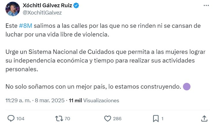 Marcha 8M 2025: Xóchitl Gálvez entre las presentes