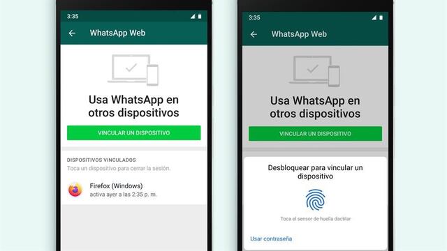 WhatsApp Web Datos Biométricos