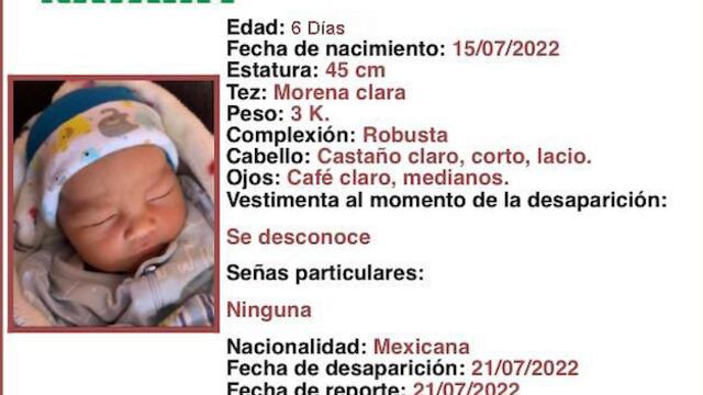 Activan alerta Amber para localizar a bebé recién nacido en Nayarit