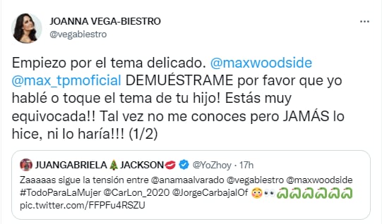 Joanna Vega-Biestro le pide pruebas a Maxine Woodside sobre lo que dice de ella.