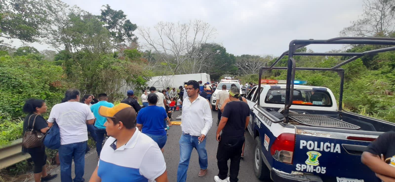 Volcadura de autobús en Hueyapan de Ocampo, Veracruz