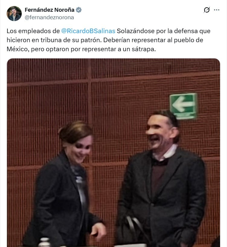 Noroña arremete contra Lilly Téllez y Luis Melgar