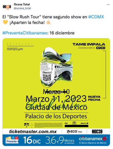 Tame Impala en México anuncia segunda fecha