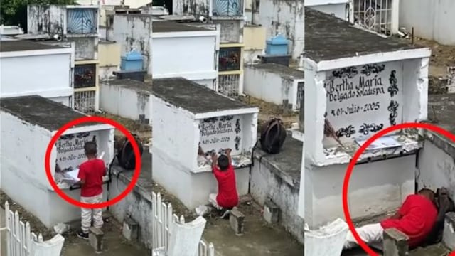 VIDEO: Niño va a visitar a su mamá en la tumba para enseñarle sus calificaciones