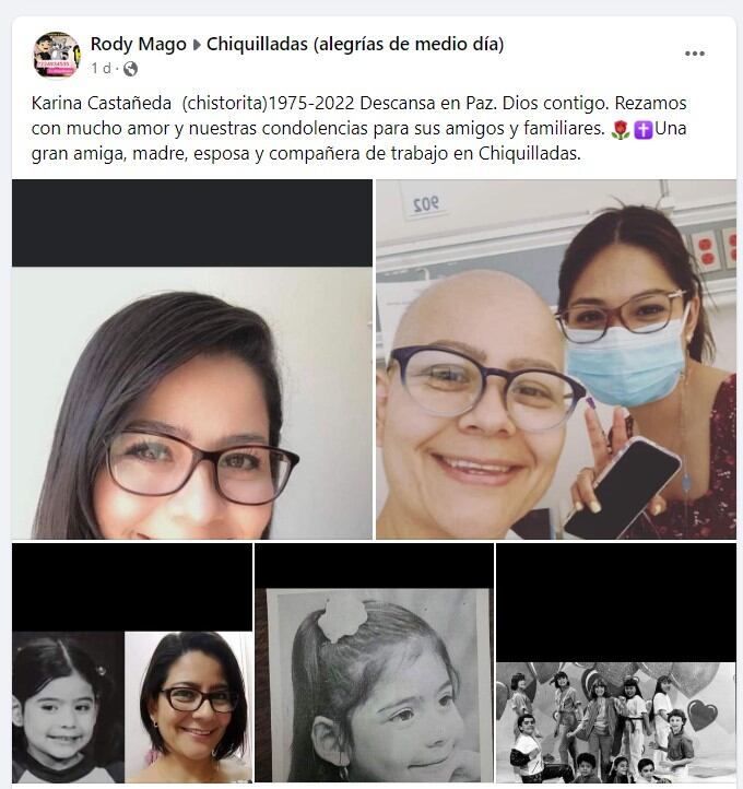 Publicación de 'Mago Rody' sobre Karina Castañeda