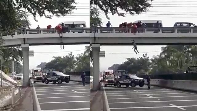 Critican a policías de Cuernavaca por no ayudar a un hombre que cayó de un puente (VIDEO)