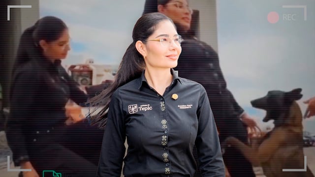 Geraldine Ponce casi es mordida por un perro policía en Tepic
