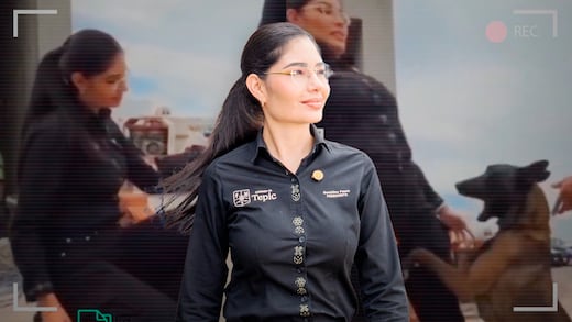 Geraldine Ponce casi es mordida por un perro policía en Tepic