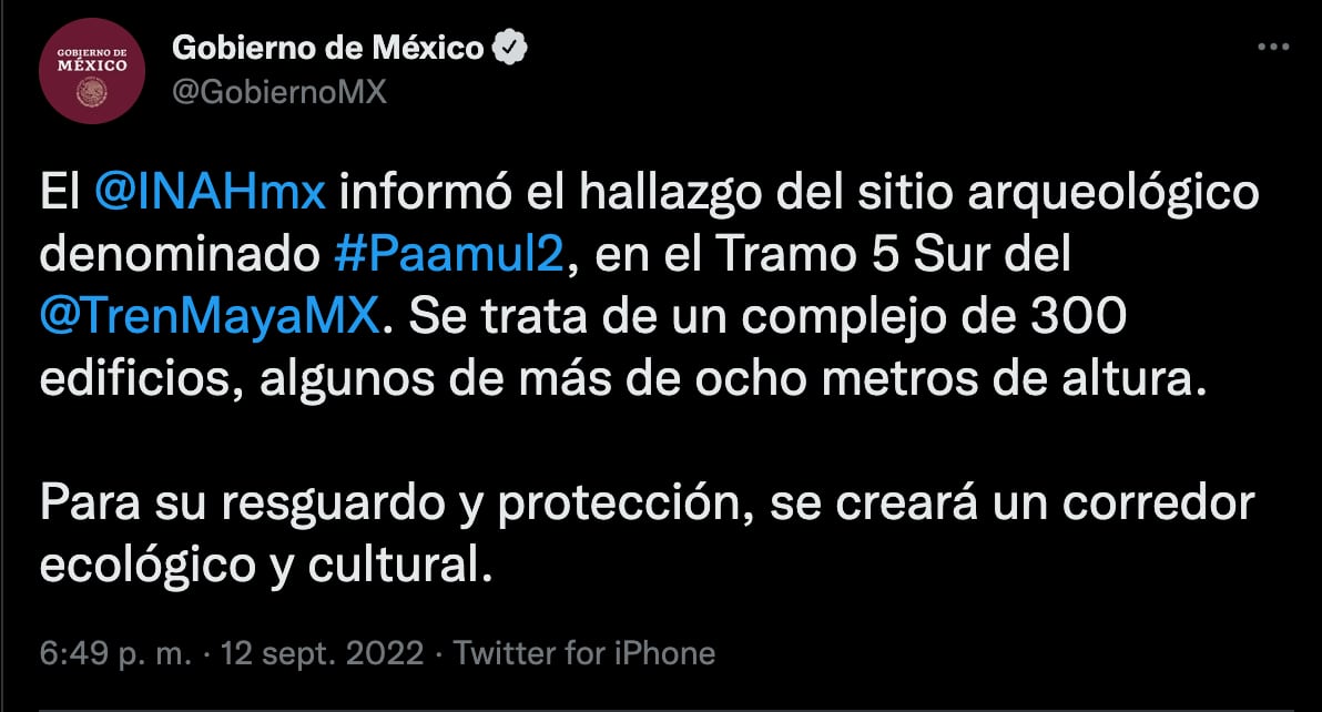 Tren Maya: descubren sitio arqueológico Paamul 2 en Tramo 5