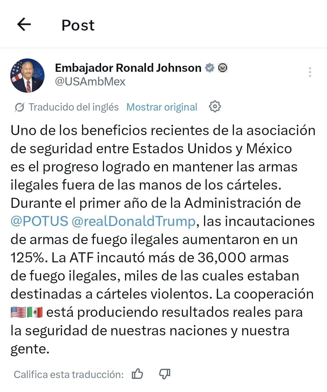 reducción del tráfico de armas entre México y Estados Unidos