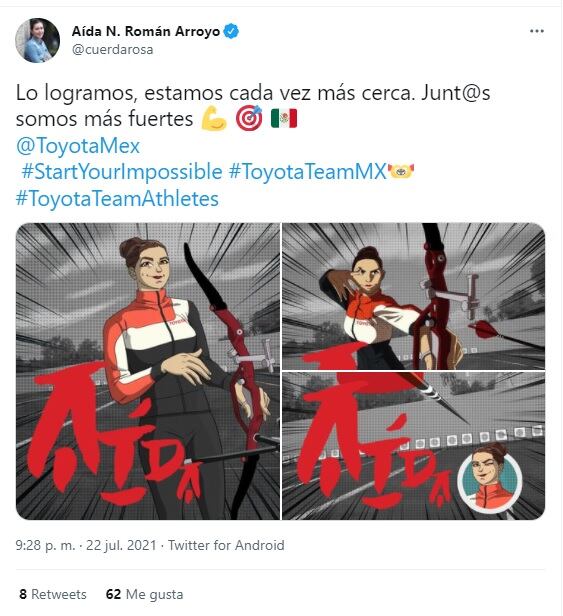 Aída Román publicó que el equipo femenil de Tiro con Arco logró la clasificación