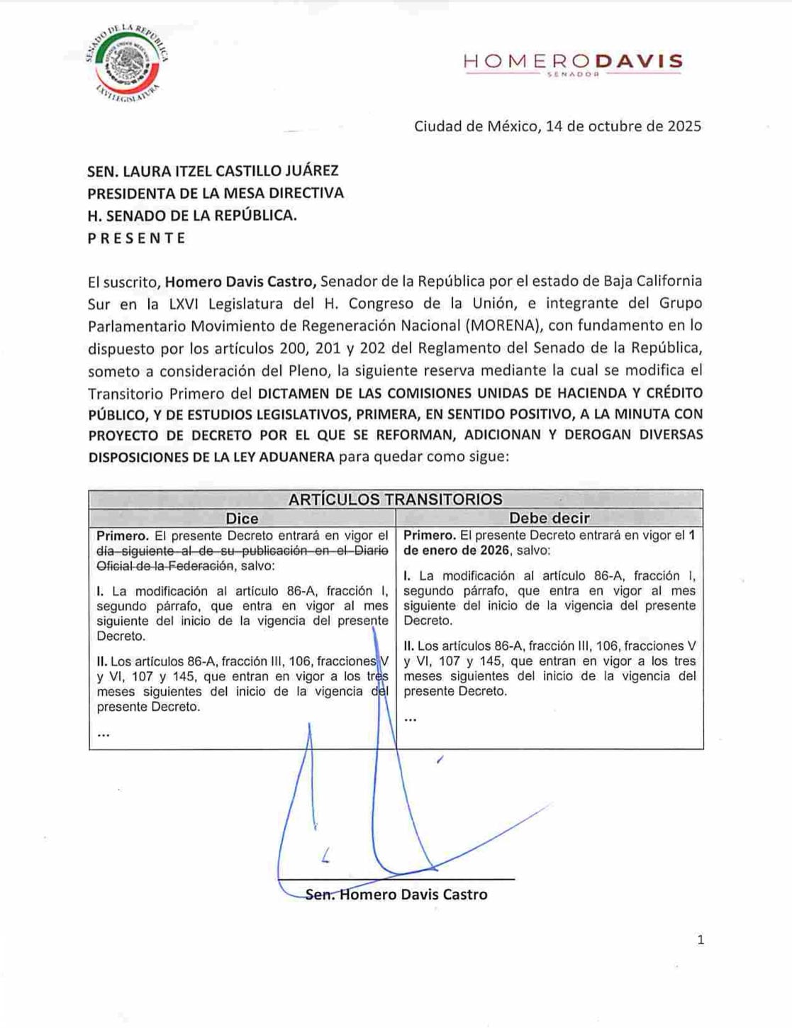 Ley Aduanera y su entrada en vigor