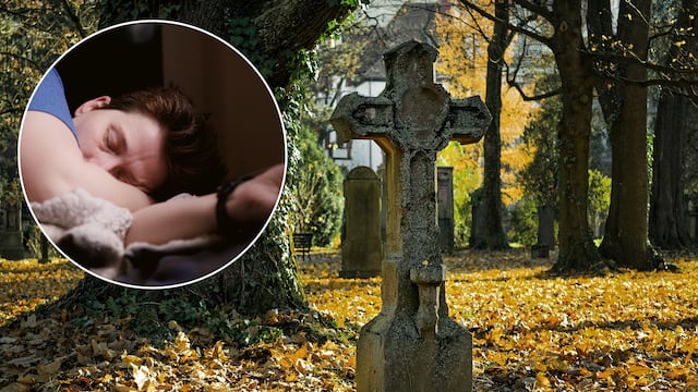 Hombre dormido, cementerio