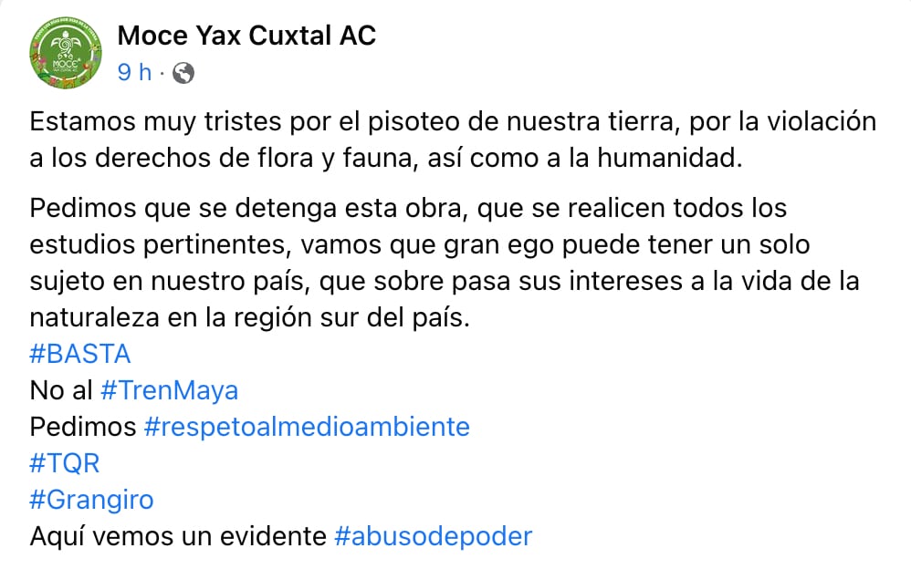 Moce habla del Tren Maya