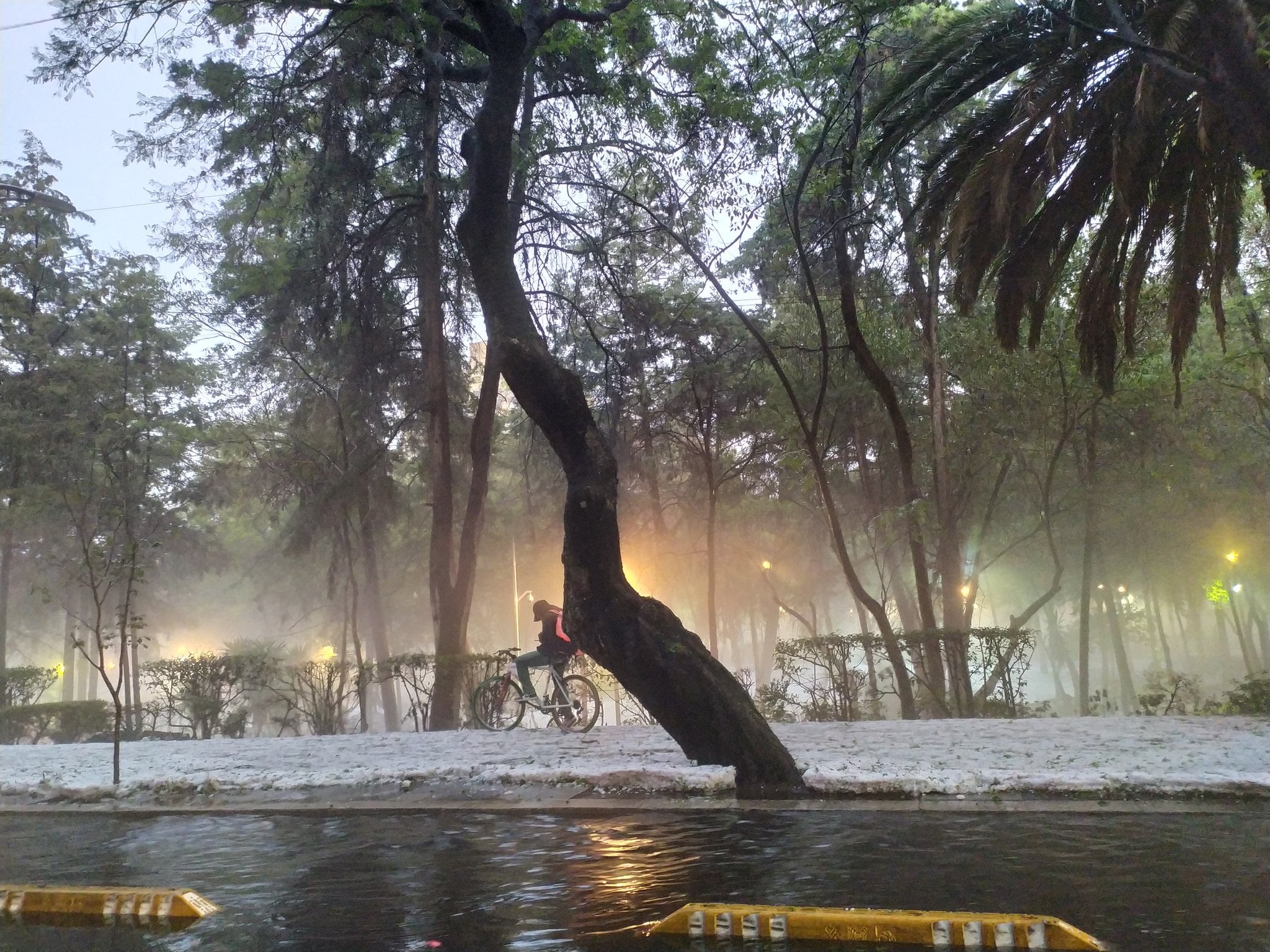 Parque Hundido tras granizada.