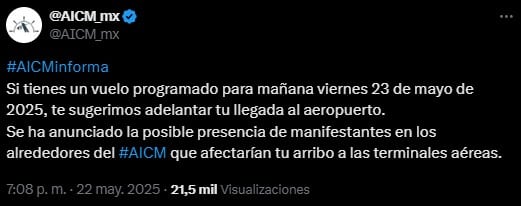 Recomendación de AICM por bloqueos CNTE