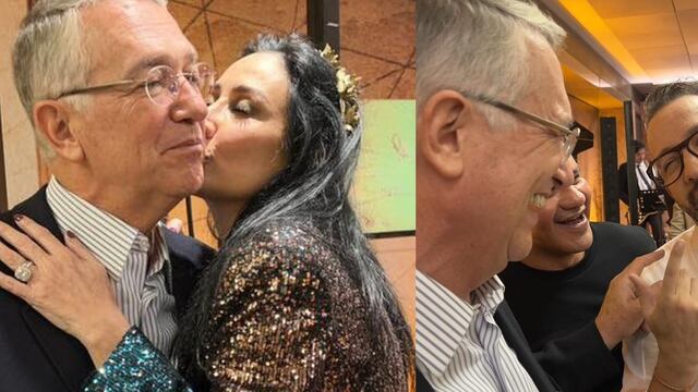 Ricardo Salinas Pliego en su fiesta de cumpleaños, junto a Chumel Torres