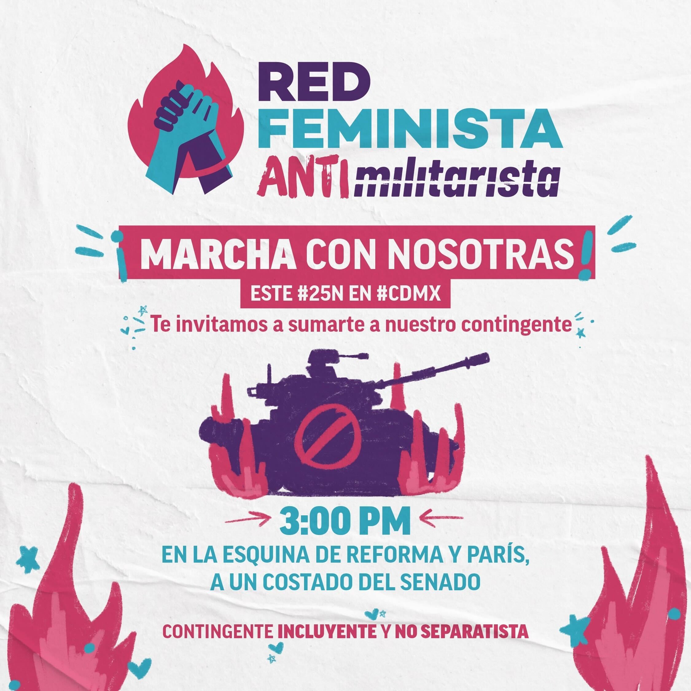 Convocatoria a marcha feminista del 25N