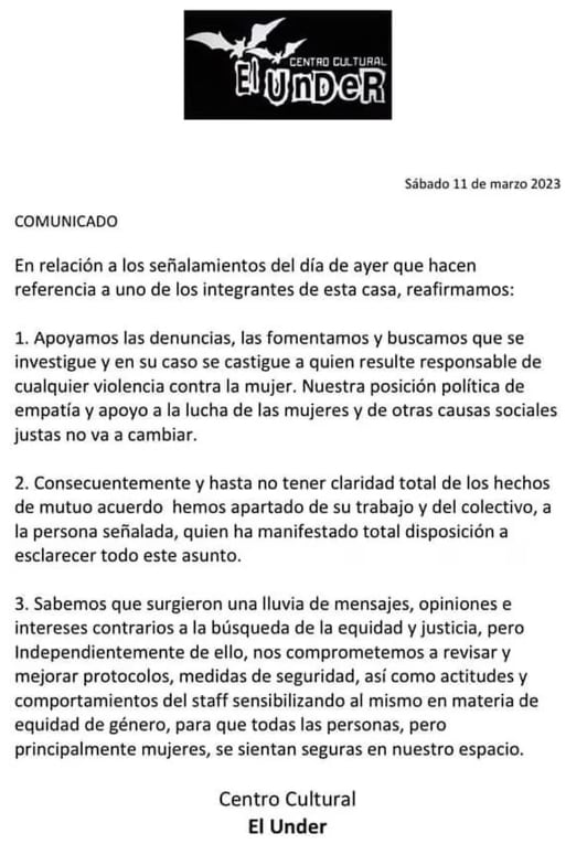Comunicado Real Under sobre Fernando Salas