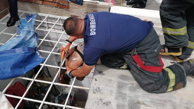 Policías, bomberos y paramédicos rescataron a la mujer.