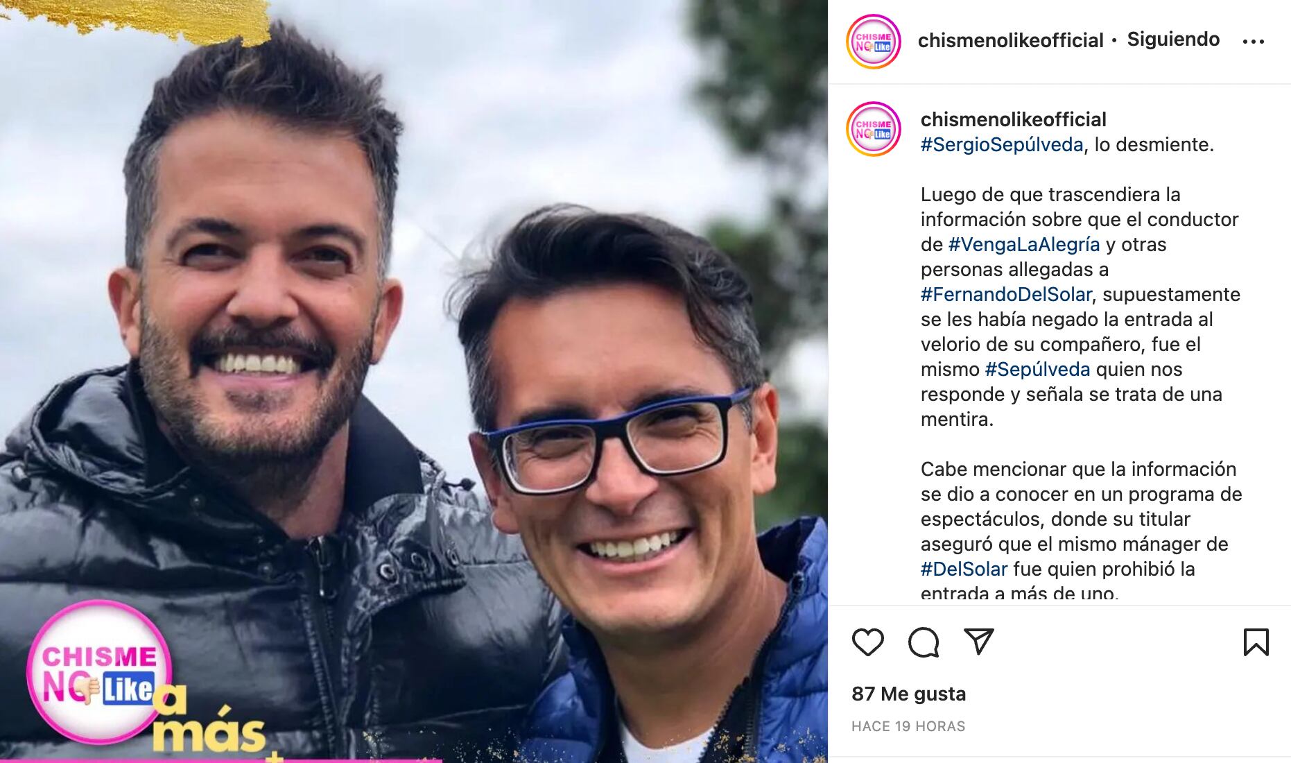 Sergio Sepúlveda niega que haya tenido problemas con Fernando del Solar