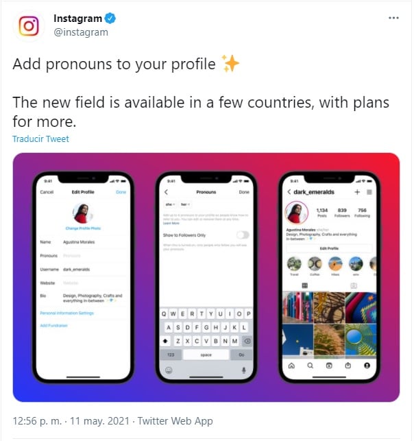 Instagram te permite escoger tu pronombre