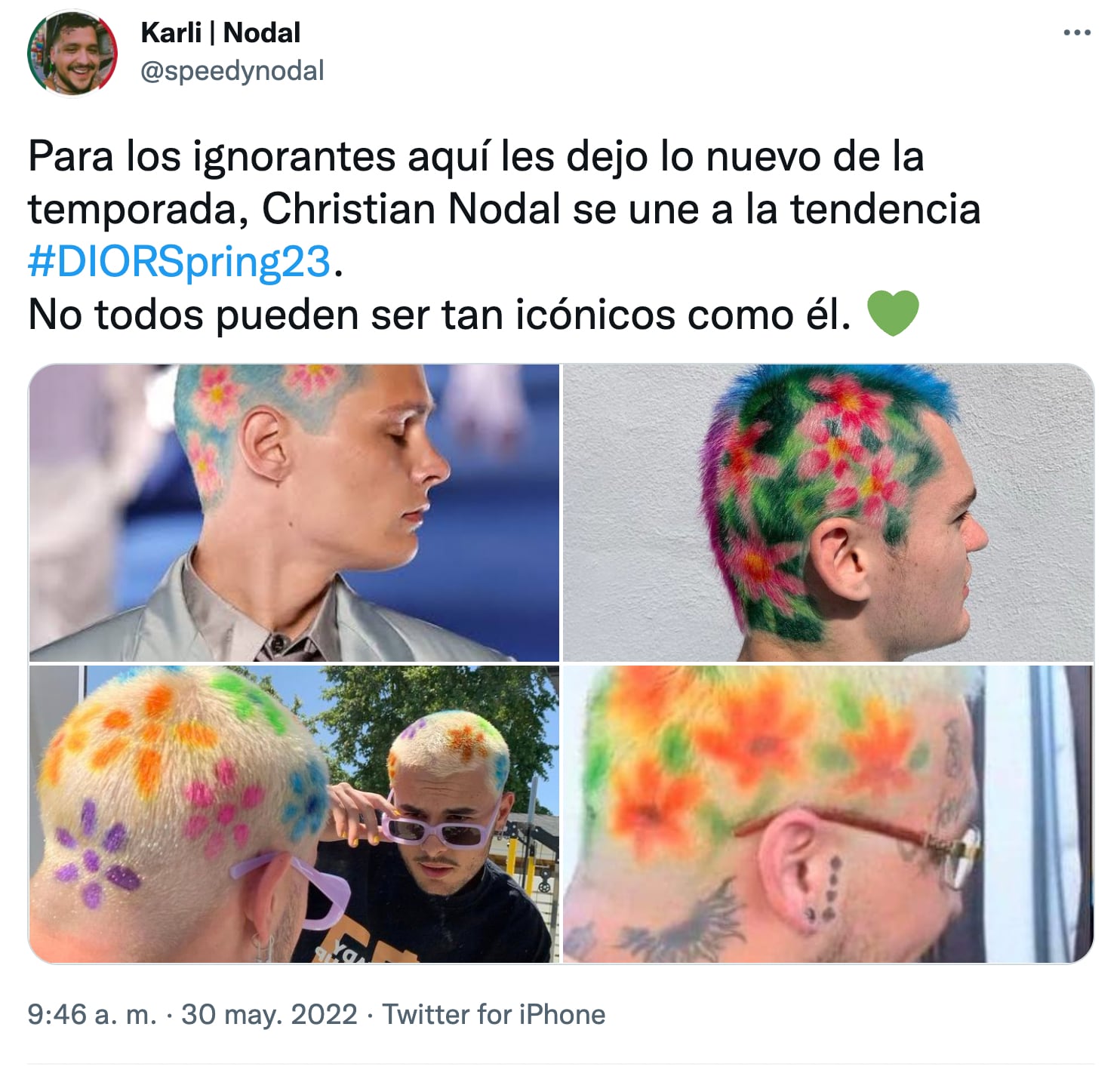 Christian Nodal se inspira en Dior para su nuevo look