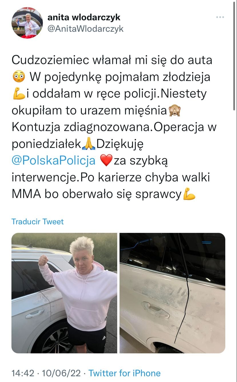 Anita Wlodarczyk detuvo a un hombre que intentó robarse su auto.