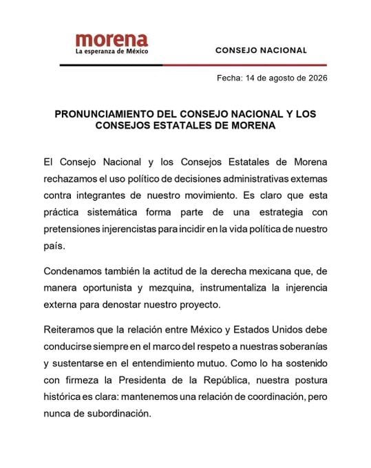 Morena acusa injerencia política tras retiro de visa a López Beltrán