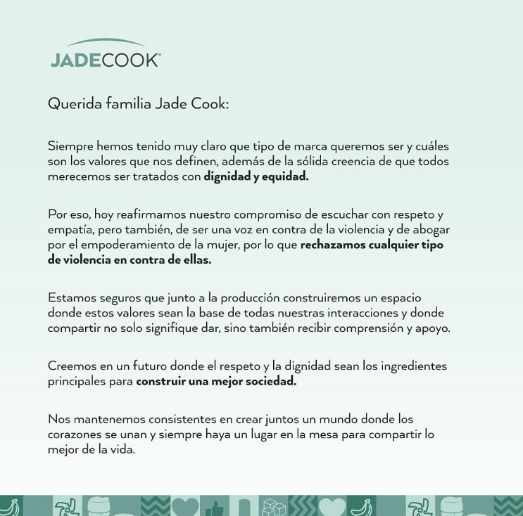 Comunicado de Jade Cook sobre La Casa de los Famosos 2024