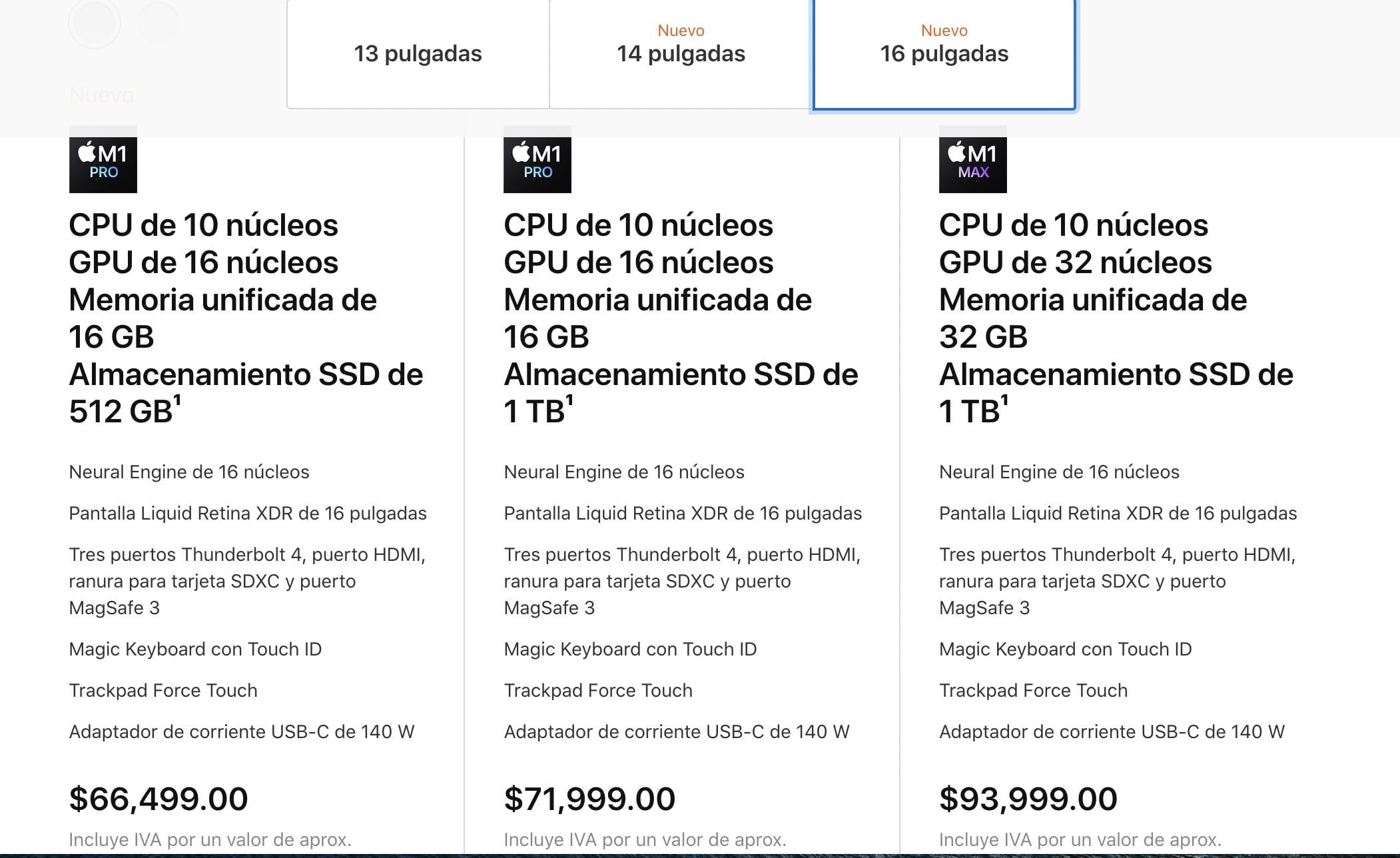Precios nuevas MacBook Pro 14 y 16 pulgadas