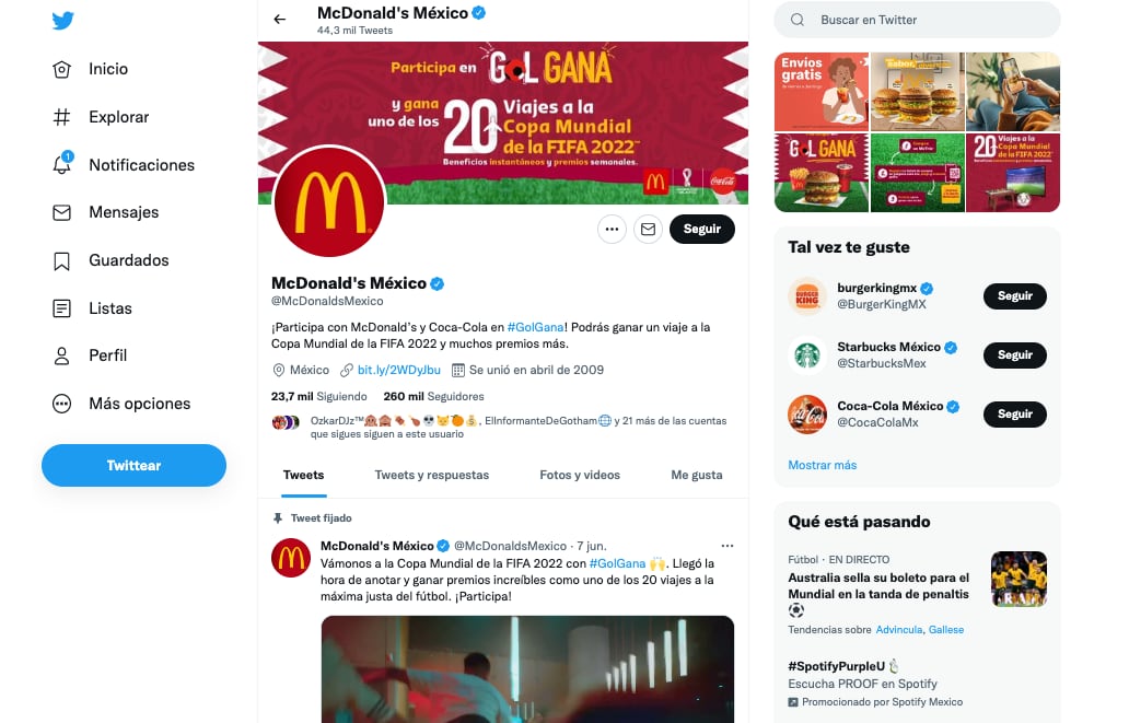 Twitter de McDonald's México