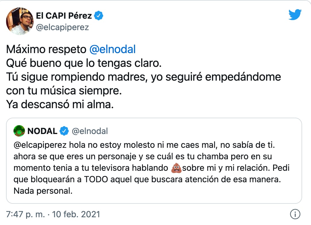 El capi contestó a Nodal
