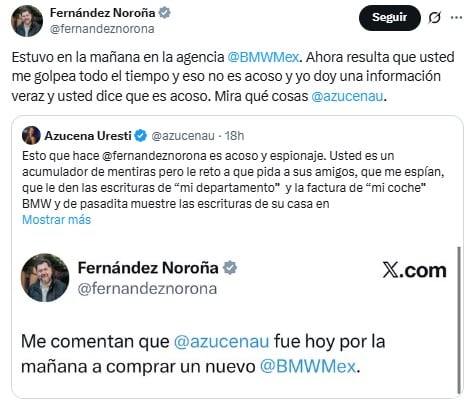 Fernández Noroña responde a acoso señalado por Azucena Uresti.