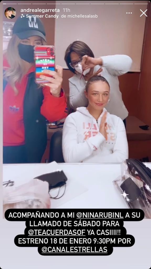 Andrea Legarreta en grabaciones de Nina