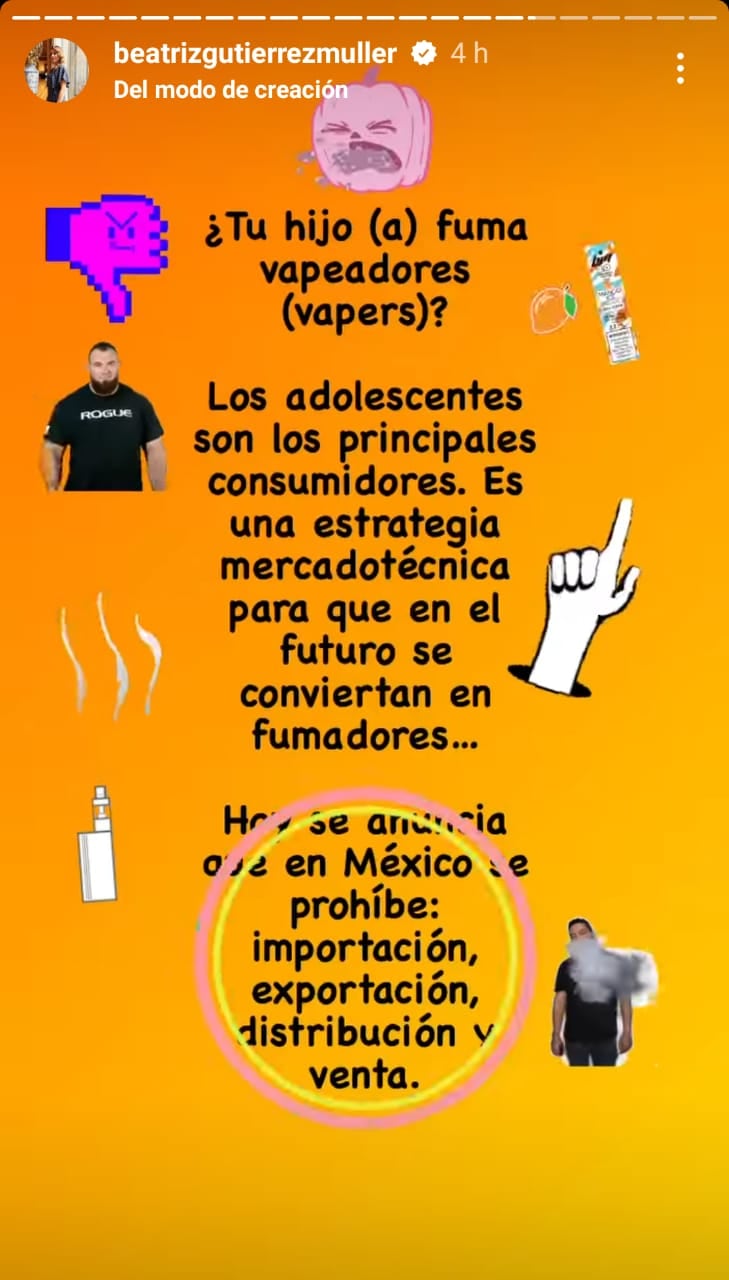 Beatriz Gutiérrez, historia Instagram