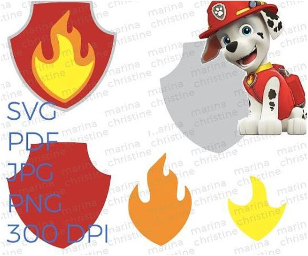 Plantilla de la placa de Marshall de Paw Patrol para recortar y armar