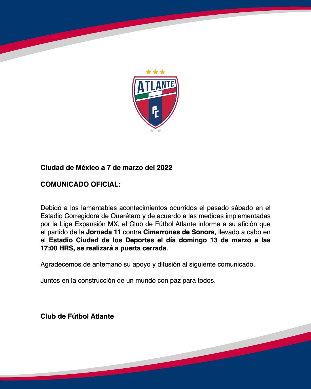 Comunicado Atlante
