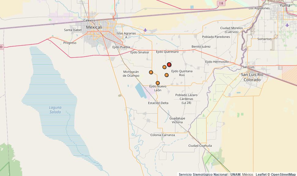 Enjambre de sismos en Guadalupe Victoria, Baja California