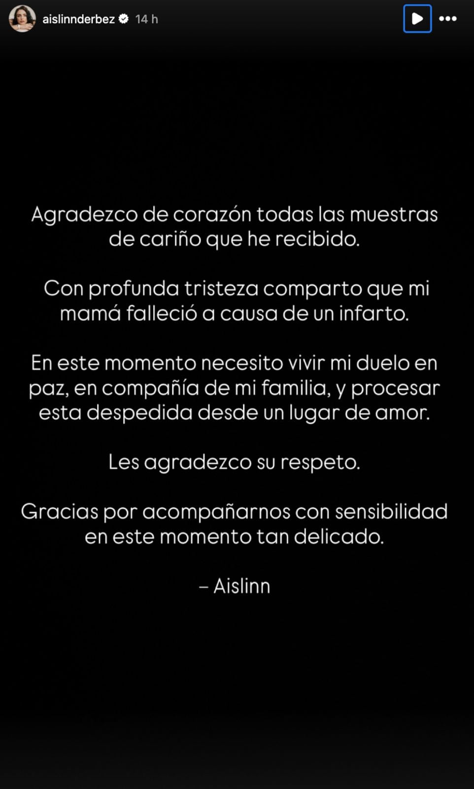Aislinn Derbez comparte cómo murió su mamá, Gabriela Michel