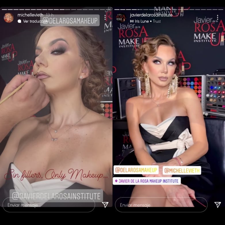 Michelle Vieth con maquillaje elegante.
