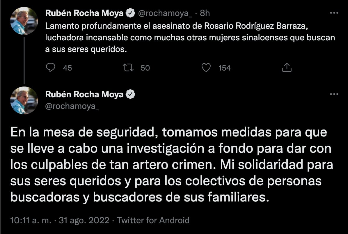 Matan a Rosario Lilián Rodríguez Barraza, madre buscadora de Sinaloa; fue secuestrada al salir de una misa en honor a su hijo desaparecido