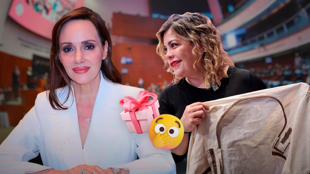 Diputada Lilia Aguilar Gil y su curioso regalo a Lilly Téllez en Cámara de Senadores