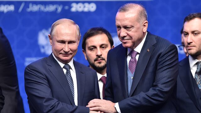 Vladimir Putin, presidente de Rusia y el presidente de Turquía, Recep Tayyip Erdogan.
