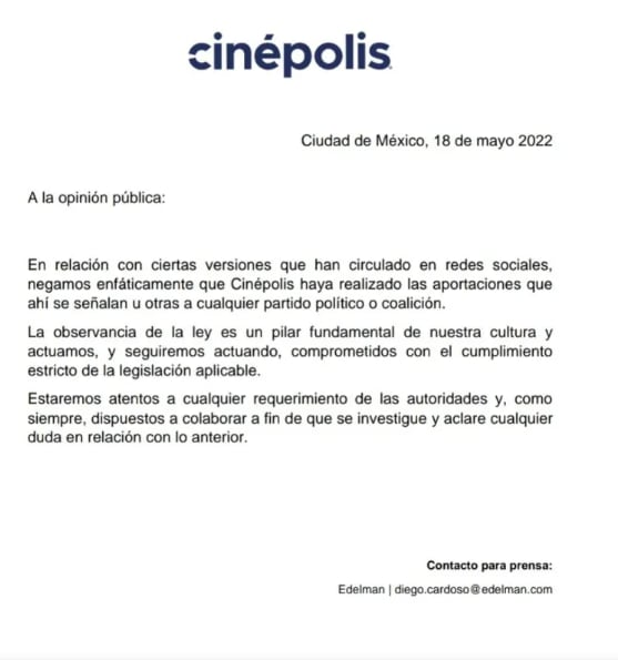 Comunicado Cinépolis