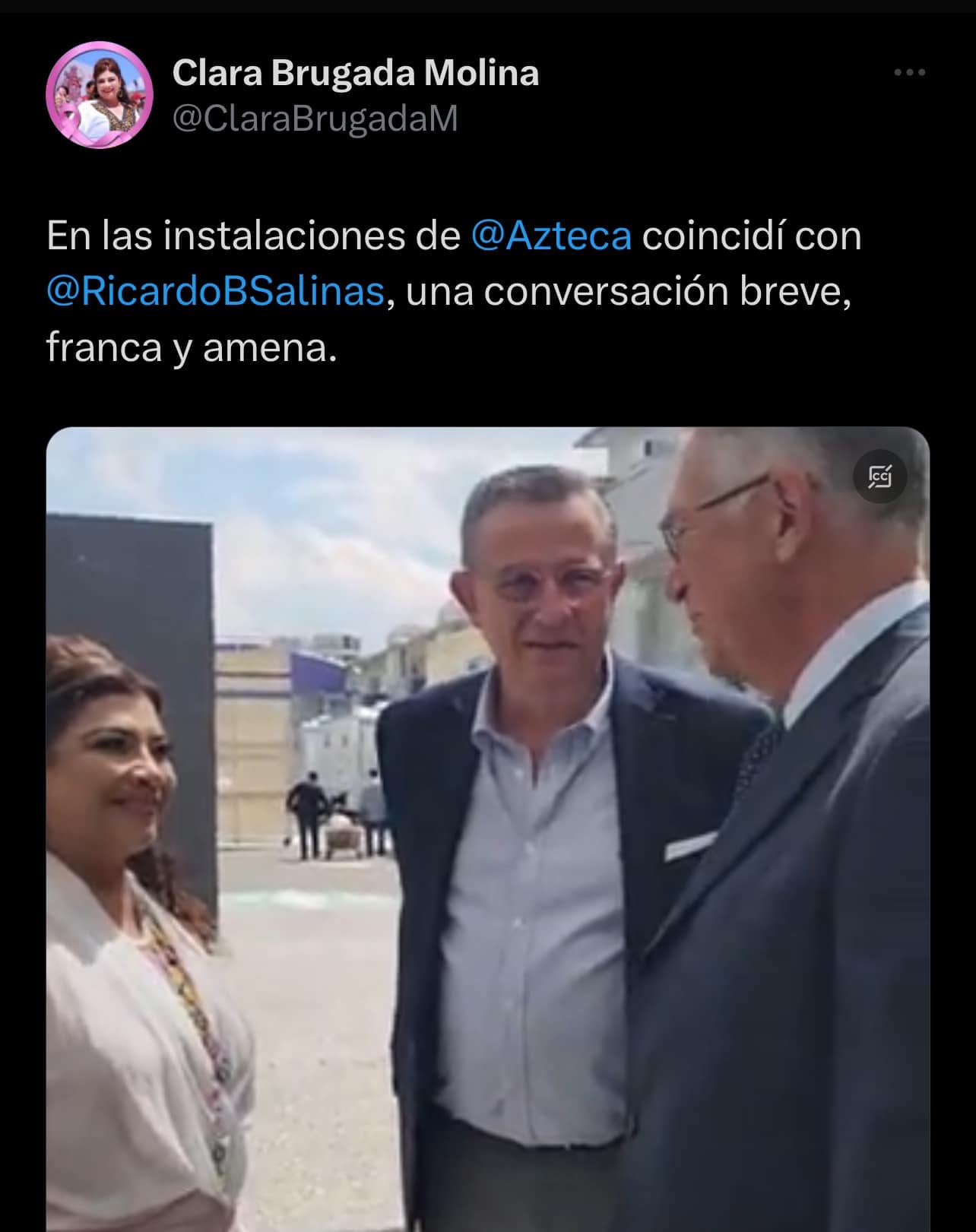 Clara Brugada comparte risas con Ricardo Salinas Pliego, pese a denuncia de Citlalli Hernández
