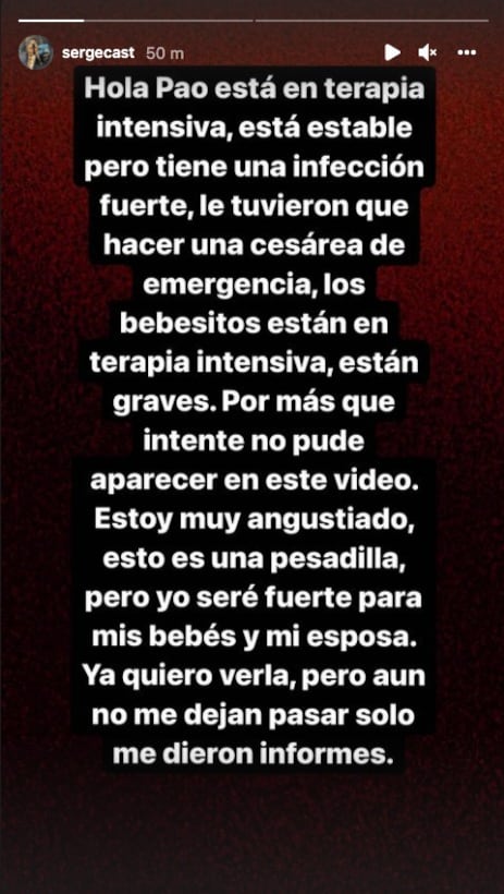 Sergio Castrejón revela que a su esposa Pao Poulain le tuvieron que hacer una cesárea de emergencia