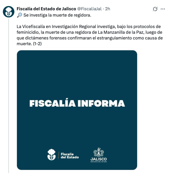 Fiscalía de Jalisco investiga posible feminicidio de Blanca Esthela Álvarez